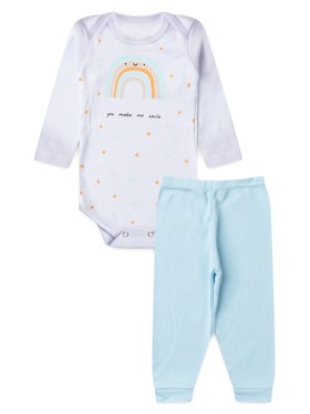 Conjunto Body Bebê Unissex Suedine Arco-íris