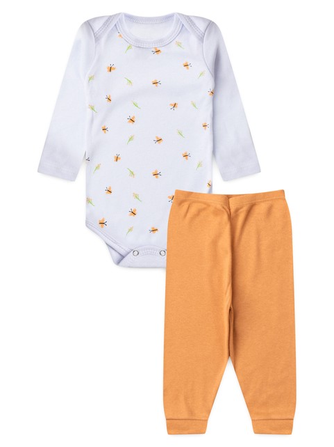 Conjunto Body Bebê Menina Suedine Borboletas
