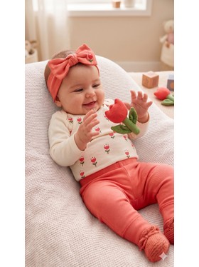 Conjunto Body Bebê Menina Suedine Tulipas