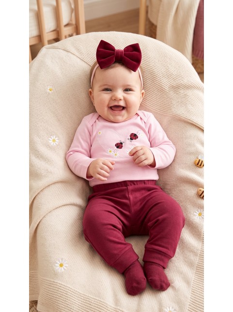 Conjunto Body Bebê Menina Suedine Joaninhas