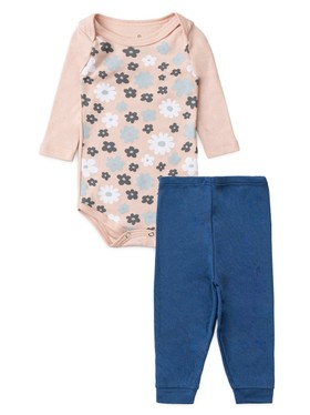Conjunto Body Bebê Menina Suedine Margaridas
