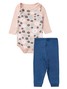 Conjunto Body Bebê Menina Suedine Margaridas
