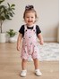 Conjunto Jardineira Bebê Menina Suedine Halloween Caveirinhas