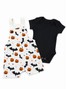 Conjunto Jardineira Bebê Unissex Suedine Halloween Abóbora