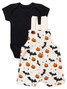 Conjunto Jardineira Bebê Unissex Suedine Halloween Abóbora