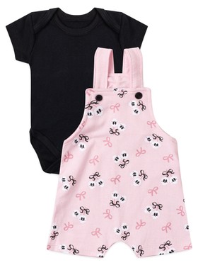 Conjunto Jardineira Bebê Menina Suedine Halloween Caveirinhas