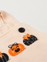 Conjunto Jardineira Bebê Menina Suedine Halloween Abóbora Poá