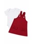 Conjunto Salopete Bebê Menina Suedine Laço Vermelho