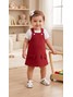 Conjunto Salopete Bebê Menina Suedine Laço Vermelho