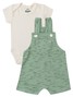 Conjunto Jardineira Bebê Menino Moletinho Jet Bolsinho Verde