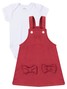 Conjunto Salopete Bebê Menina Suedine Laço Vermelho