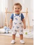 Conjunto Jardineira Bebê Menino Suedine Raquetes