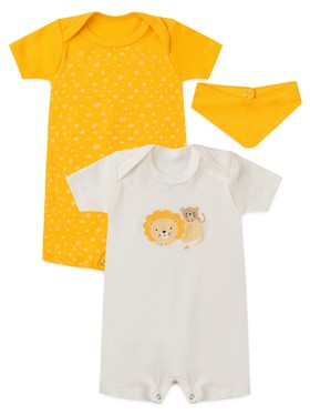 Kit Macacão Bebê Menino Suedine Leão