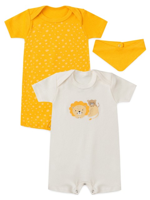 Kit Macacão Bebê Menino Suedine Leão