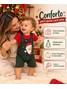 Conjunto Jardineira Bebê Unissex  Suedine Natal Papai Noel
