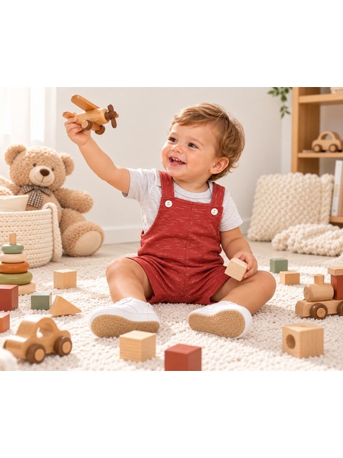 Conjunto Jardineira Bebê Menino Moletinho Jet Terra