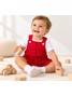 Conjunto Jardineira Bebê Menino Suedine Bolsinho