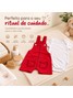 Conjunto Jardineira Bebê Menino Suedine Bolsinho