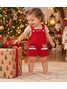 Conjunto Jardineira Bebê Unissex Suedine Natal Rena