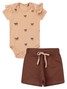 Conjunto Bebê Menina Body e Shorts Moletinho Laços