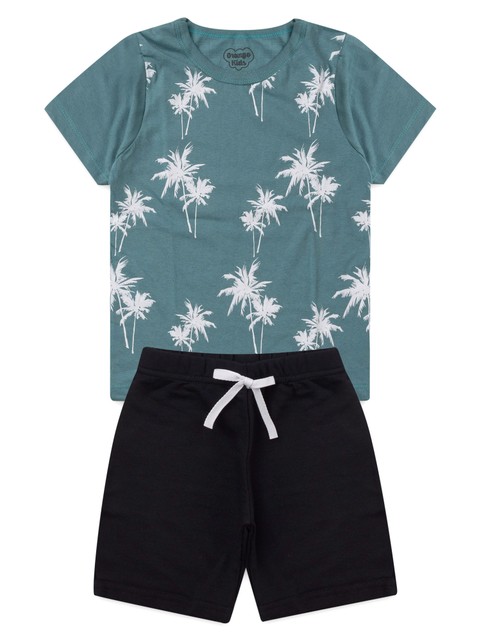 Conjunto Infantil Menino Camiseta Bermuda Coqueiros