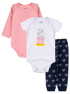 Kit Body Bebê Menina Suedine Gatinhos