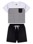 Conjunto Infantil Menino Camiseta Bermuda Listras