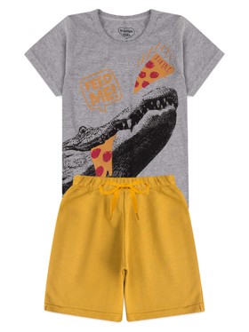 Conjunto Infantil Menino Camiseta Bermuda Jacaré