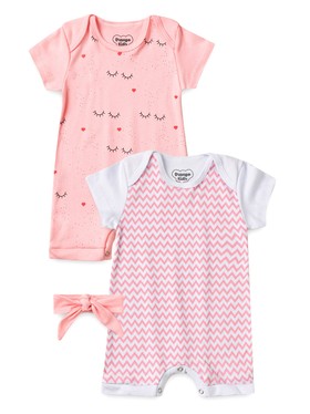 Kit Macacão Bebê Menina Suedine Cílios