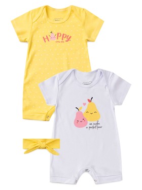 Kit Macacão Bebê Menina Suedine Pera