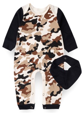 Macacão Bebê Menino Suedine M/Longa Camuflado