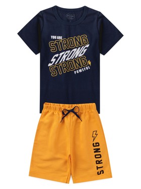 Conjunto Infantil Menino Camiseta Bermuda Strong