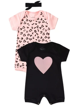Kit Macacão Bebê Menina Suedine Animal Print