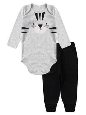 Conjunto Body Bebê Menino Suedine Tigre