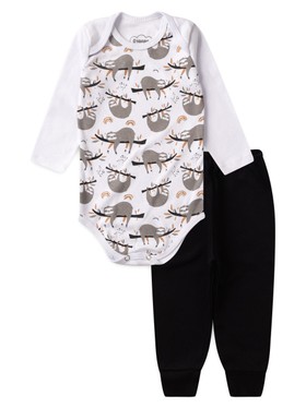 Conjunto Body Bebê Menino Suedine Preguiça