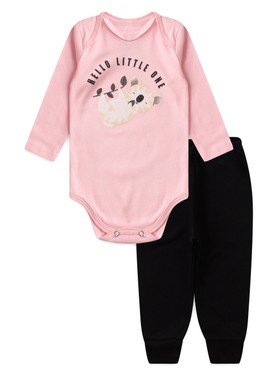 Conjunto Body Bebê Menina Suedine Hello