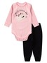 Conjunto Body Bebê Menina Suedine Hello