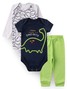Kit Body Bebê Menino Suedine Dino-Mite