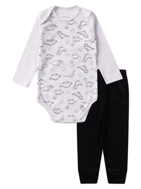 Conjunto Body Bebê Menino Suedine Dinosaurs