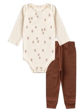 Conjunto Body Bebê Unissex Suedine  Minimalista
