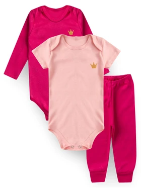 Kit Body Bebê Menina Suedine Princesa