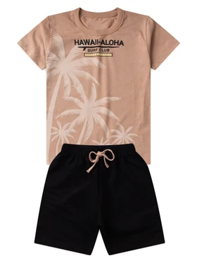 Conjunto Infantil Menino Camiseta Bermuda Hawaii