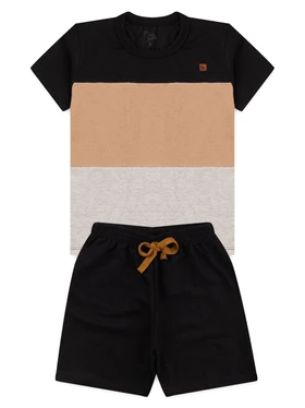 Conjunto Infantil Menino Camiseta Bermuda Recortes