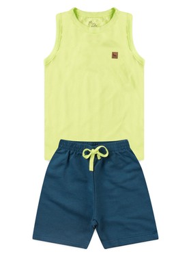 Conjunto Infantil Menino Regata Bermuda Verde Lima