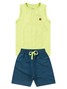 Conjunto Infantil Menino Regata Bermuda Verde Lima