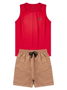 Conjunto Infantil Menino Regata Bermuda Lobo Vermelho