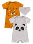 Kit Macacão Bebê Menino Suedine Panda Mescla