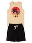 Conjunto Infantil Menino Regata Bermuda Por do Sol