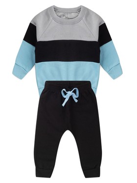 Conjunto Infantil Menino Moletom Peluciado Recortes Preto