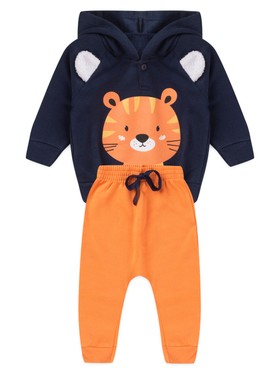 Conjunto Infantil Menino Moletom Peluciado com Capuz Tiger